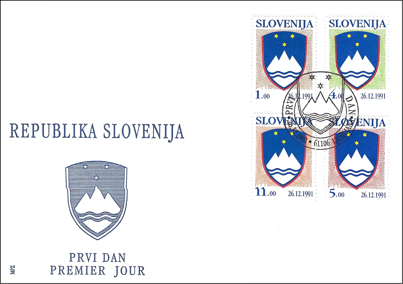 GRB REPUBLIKE SLOVENIJE Z DATUMOM 26. 12. 1991